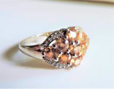 Sterling Silver 1.8 carat Citrine & Topaz Ring New with Gift Pouch.
