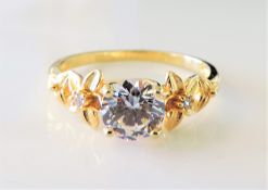 Gold on Sterling Silver 1.4ct Matara Diamond Ring New with Gift Pouch