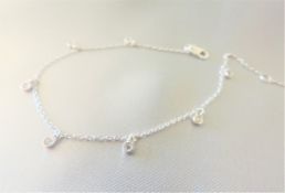 Sterling Silver White Zircon Charm Bracelet New with Gift Pouch