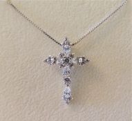 Sterling Silver CZ Cross Pendant Necklace New with Gift Pouch