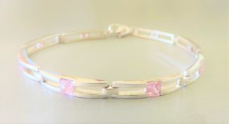 Sterling Silver 2.8 ct Pink Topaz Bracelet