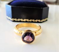 Gold on Sterling Silver 1.8 ct Amethyst Ring New with Gift Pouch