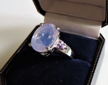 Sterling Silver 4.5 ct Lavender Quartz & Amethyst Ring New with Gift Pouch