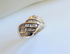Gold on Sterling Silver White Zircon Ring New with Gift Pouch