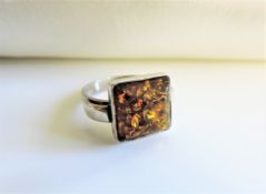Sterling Silver Baltic Amber Ring