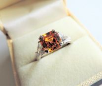Sterling Silver Citrine Ring New with Gift Pouch