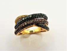 Gold on Silver Diamond Infinity Ring New with Gift Pouch