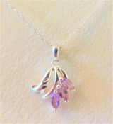 Sterling Silver Amethyst & Diamond Necklace
