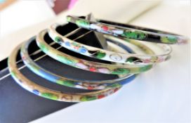 Stack of 5 Vintage Cloisonne Bangles