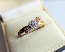 Gold on Sterling Silver Diamond Ring New with Gift Box