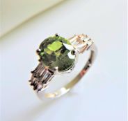 Sterling Silver 2.2ct Peridot & Topaz Ring New with Gift Pouch