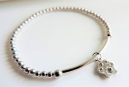 Sterling Silver Charm Bracelet New with Gift Pouch