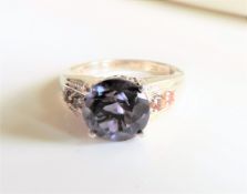 Sterling Silver 5.75 ct Kyanite & Citrine Ring New with Gift Pouch