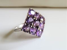 Sterling Silver 3.6 ct Amethyst & Diamond Ring New with Gift Box