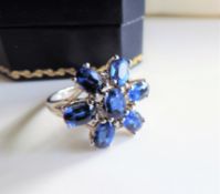 Sterling Silver 4Ct Sapphire Ring New with Gift Box