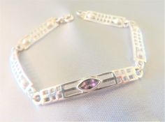 Sterling Silver Amethyst Rennie Mackintosh Style Bracelet with Gift Pouch