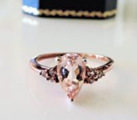 Gold Silver 2ct Morganite Ring New with Gift Pouch