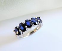 Sterling Silver 3ct Blue Sapphire Ring New with Gift Box.