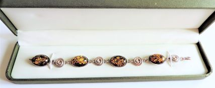 Sterling Silver Baltic Amber Bracelet New Boxed