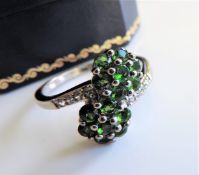 Sterling Silver 4ct Green Diopside Ring New with Gift Box