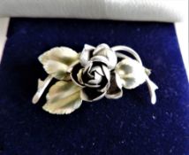 Vintage 800 Silver Rose Brooch