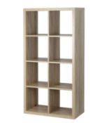 (Mz 1x Living Elements Clever Cube 2x4 Cube Storage Unit Oak Finish. (H)146 x (W)76 x (D)39cm