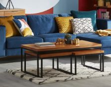 (Mz) 1x Phoenix Coffee Table Nest – Set Of 3 RRP £250. Large table : (H)45 x (W)120 x (D)60cm. Sm