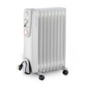 (7P) 5x Items. 1x Arlec Oil Filled 9 Fin Radiator 2000W. 2x 16” Pedestal Fan White. 1x Tower Fan Wh