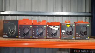 (13B) 6x Blackweb Headphone Items. 1x PC Stereo Gaming Headset. 2x Active Noise Cancelling Wireless