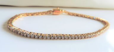 Gold on Sterling Silver CZ Tennis Bracelet New with Gift Pouch
