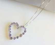 Tanzanite Heart Pendant Necklace New with Gift Pouch