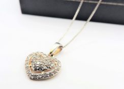 Sterling Silver Diamond Set Heart Pendant Necklace with Gift Pouch