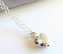 Sterling Silver CZ Heart Pendant Necklace