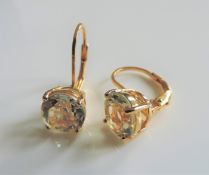 Gold on Sterling Silver 4.4 ct Aquamarine Earrings New with Gift Box