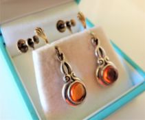 Vintage Sterling Silver Amber Earrings