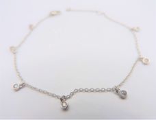 Diamond Charm Bracelet in Sterling Silver New with Gift Box