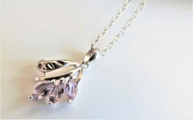 Sterling Silver Amethyst & Diamond Necklace