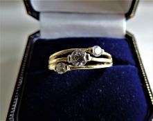 Gold on Sterling Silver CZ Gemstone Ring New with Gift Pouch