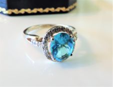 Sterling Silver 3.5 ct Topaz Ring New with Gift Box