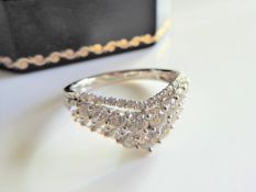 Sterling Silver Matara Diamond Wishbone Ring New with Gift Box