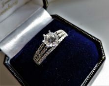Sterling Silver White Zircon Ring New with Gift Pouch