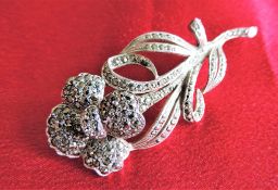 Vintage Marcasite Flower Brooch 7cm long