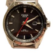 Pulsar PX3171 100M Black Dial Solar Mens Dress Watch Stainless Steel