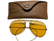 Vintage Bausch & Lomb Ray-Ban Gold Tone Aviator Style Sunglasses with Case