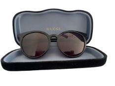 Gucci Sunglasses GG0064SK 001 55 Frame Black Round Lens Grey 55-20-135