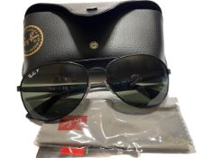 Pair of Ray-Ban Sunglasses Aviator Style Matte Black - RB3549 With Box and Case