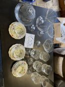 Collection of glassware, Royal Albert trios, cheese dish