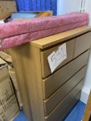 Modern oak effect drawer unit and 2 floating shelves