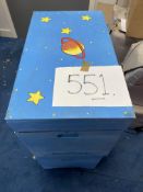 4 blue toy boxes