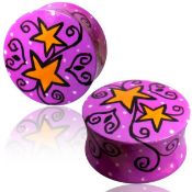 295Pcs Hand Painted Wooden Flesh Plug for Stretched Ear Lobe Piercings - Mixed Sizes & Designs